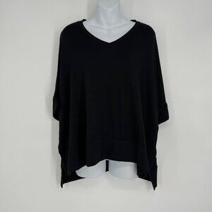 Stylus Women's Black Modal Blend‎  V-Neck Oversized Top X-Large